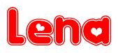 The image displays the word Lena written in a stylized red font with hearts inside the letters.