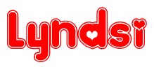 The image displays the word Lyndsi written in a stylized red font with hearts inside the letters.