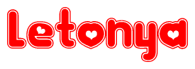 The image displays the word Letonya written in a stylized red font with hearts inside the letters.