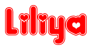 The image displays the word Liliya written in a stylized red font with hearts inside the letters.