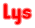 The image is a clipart featuring the word Lys written in a stylized font with a heart shape replacing inserted into the center of each letter. The color scheme of the text and hearts is red with a light outline.