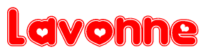 The image displays the word Lavonne written in a stylized red font with hearts inside the letters.