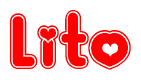 The image displays the word Lito written in a stylized red font with hearts inside the letters.