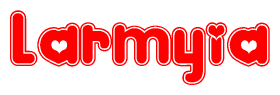 The image displays the word Larmyia written in a stylized red font with hearts inside the letters.