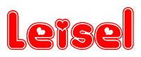 The image displays the word Leisel written in a stylized red font with hearts inside the letters.