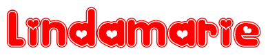   The image displays the word Lindamarie written in a stylized red font with hearts inside the letters. 