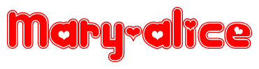 The image displays the word Mary-alice written in a stylized red font with hearts inside the letters.