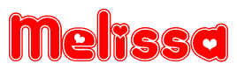 The image displays the word Melissa written in a stylized red font with hearts inside the letters.