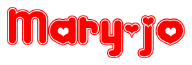 The image displays the word Mary-jo written in a stylized red font with hearts inside the letters.