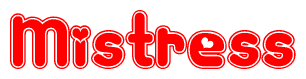 The image displays the word Mistress written in a stylized red font with hearts inside the letters.
