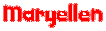 The image is a clipart featuring the word Maryellen written in a stylized font with a heart shape replacing inserted into the center of each letter. The color scheme of the text and hearts is red with a light outline.