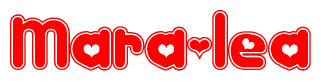 The image displays the word Mara-lea written in a stylized red font with hearts inside the letters.