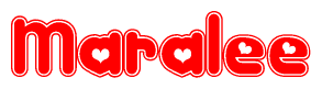 The image is a clipart featuring the word Maralee written in a stylized font with a heart shape replacing inserted into the center of each letter. The color scheme of the text and hearts is red with a light outline.