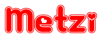The image displays the word Metzi written in a stylized red font with hearts inside the letters.