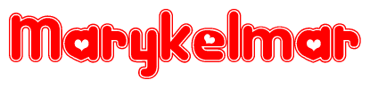 The image displays the word Marykelmar written in a stylized red font with hearts inside the letters.