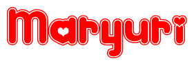 The image is a clipart featuring the word Maryuri written in a stylized font with a heart shape replacing inserted into the center of each letter. The color scheme of the text and hearts is red with a light outline.