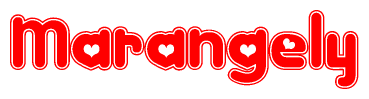 The image displays the word Marangely written in a stylized red font with hearts inside the letters.