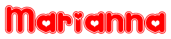 The image displays the word Marianna written in a stylized red font with hearts inside the letters.