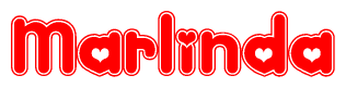 The image displays the word Marlinda written in a stylized red font with hearts inside the letters.