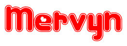The image displays the word Mervyn written in a stylized red font with hearts inside the letters.