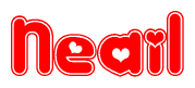 The image displays the word Neail written in a stylized red font with hearts inside the letters.