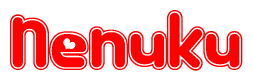 The image is a clipart featuring the word Nenuku written in a stylized font with a heart shape replacing inserted into the center of each letter. The color scheme of the text and hearts is red with a light outline.