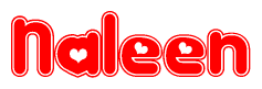 The image displays the word Naleen written in a stylized red font with hearts inside the letters.