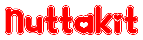 The image displays the word Nuttakit written in a stylized red font with hearts inside the letters.