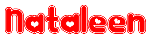 The image displays the word Nataleen written in a stylized red font with hearts inside the letters.