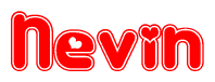 The image is a clipart featuring the word Nevin written in a stylized font with a heart shape replacing inserted into the center of each letter. The color scheme of the text and hearts is red with a light outline.