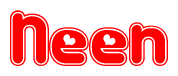 The image displays the word Neen written in a stylized red font with hearts inside the letters.
