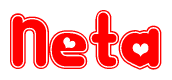   The image displays the word Neta written in a stylized red font with hearts inside the letters. 