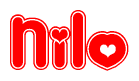 The image displays the word Nilo written in a stylized red font with hearts inside the letters.