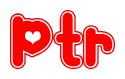 The image displays the word Ptr written in a stylized red font with hearts inside the letters.