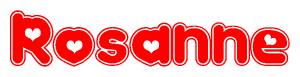 The image displays the word Rosanne written in a stylized red font with hearts inside the letters.