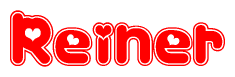 The image displays the word Reiner written in a stylized red font with hearts inside the letters.