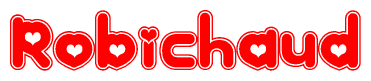 The image displays the word Robichaud written in a stylized red font with hearts inside the letters.