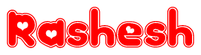 The image displays the word Rashesh written in a stylized red font with hearts inside the letters.