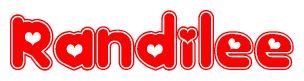 The image displays the word Randilee written in a stylized red font with hearts inside the letters.