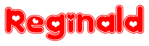 The image displays the word Reginald written in a stylized red font with hearts inside the letters.