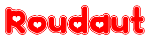 The image displays the word Roudaut written in a stylized red font with hearts inside the letters.