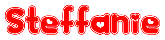 The image displays the word Steffanie written in a stylized red font with hearts inside the letters.