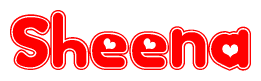 The image displays the word Sheena written in a stylized red font with hearts inside the letters.