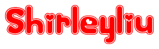 The image is a clipart featuring the word Shirleyliu written in a stylized font with a heart shape replacing inserted into the center of each letter. The color scheme of the text and hearts is red with a light outline.