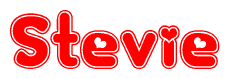 The image displays the word Stevie written in a stylized red font with hearts inside the letters.