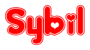 The image displays the word Sybil written in a stylized red font with hearts inside the letters.