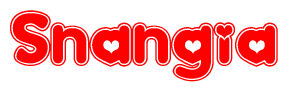 The image displays the word Snangia written in a stylized red font with hearts inside the letters.
