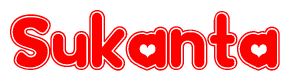 The image displays the word Sukanta written in a stylized red font with hearts inside the letters.