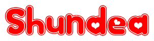 The image displays the word Shundea written in a stylized red font with hearts inside the letters.