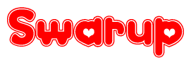The image displays the word Swarup written in a stylized red font with hearts inside the letters.